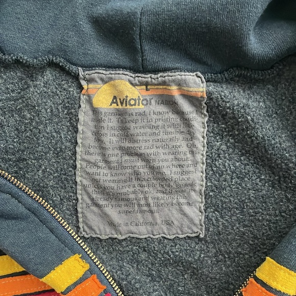 NWOT Charcoal Aviator Nation 5 Stripe Zip-Up Hoodie - Picture 5 of 8